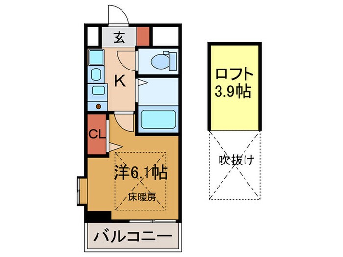 ｴｽﾃﾑｺ-ﾄ神戸県庁前Ⅲﾌｨｴﾙﾃ(1303)の物件間取画像