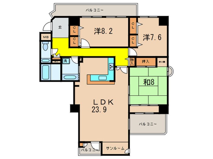 ソリオ東館(506)の物件間取画像