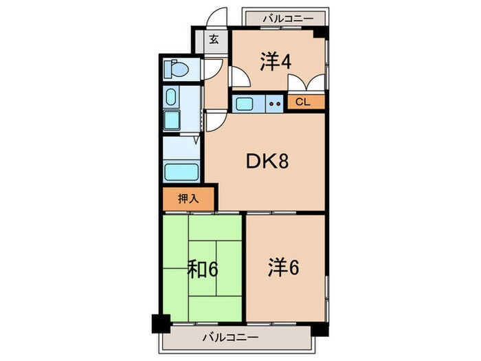 ﾛｲﾔﾙｺｰﾎﾟ野添の物件間取画像