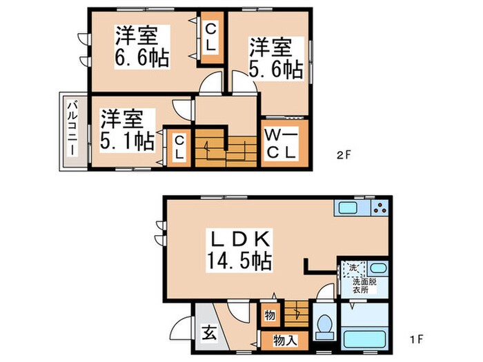 ﾌｼﾞﾊﾟﾚｽ戸建賃貸若松町2号地の物件間取画像