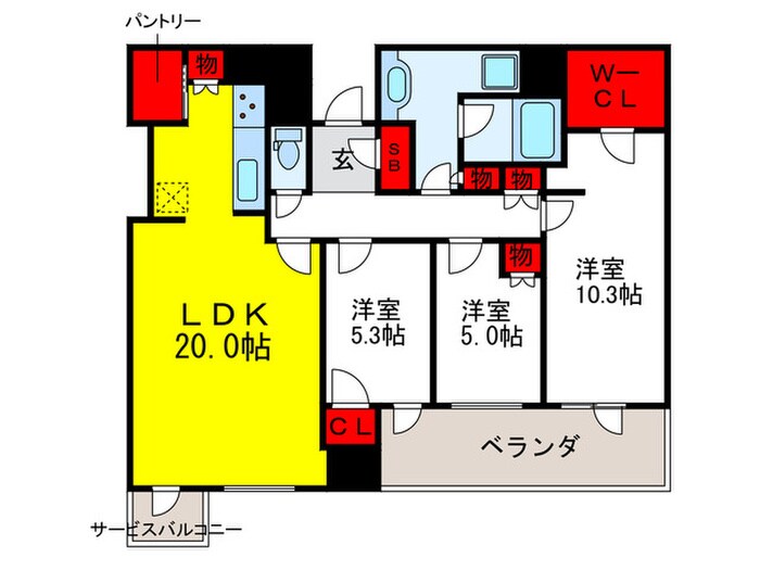 シエリアタワー千里中央(3611)の物件間取画像