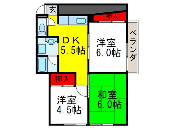 フリーディオ石切の物件間取画像