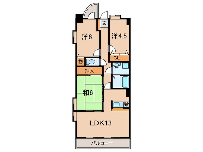 プラザハイツ二ツ屋Ａの物件間取画像