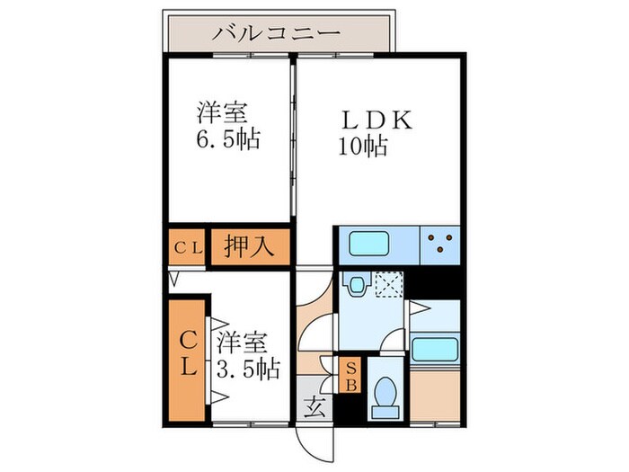 西の京マンション（4B）の物件間取画像