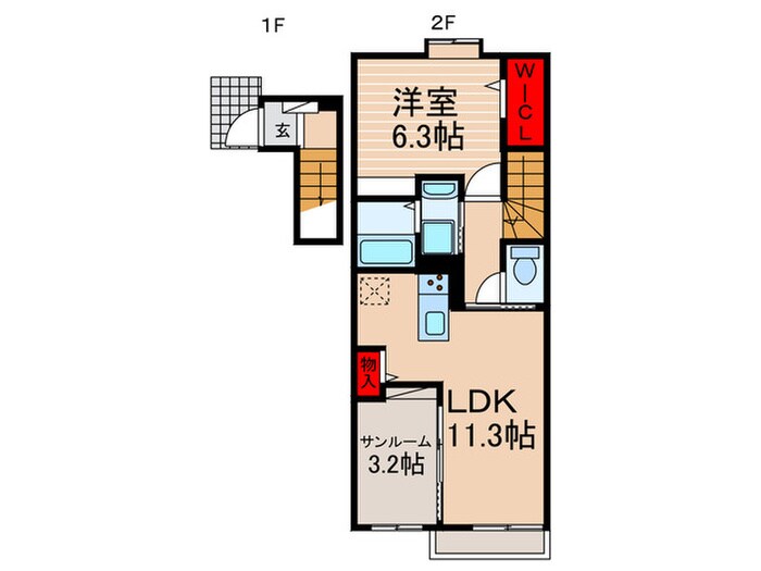 パルティール　ｄｅｕｘの物件間取画像