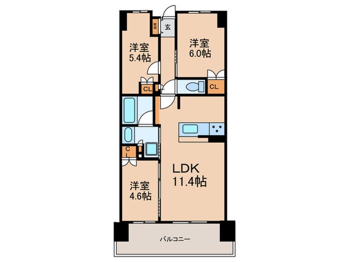 ﾛｰﾚﾙｽｸｴｱOSAKA LINK(1227)の物件間取画像