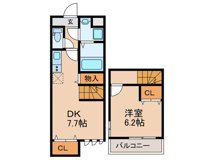 ﾌｼﾞﾊﾟﾚｽ ｽﾘｰﾊｰﾌﾞｽﾞ服部寿町の物件間取画像