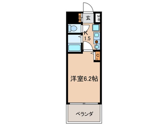 ｴｽﾃﾑｺｰﾄ四天王寺夕陽丘(203)の物件間取画像