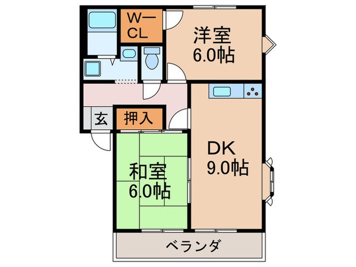 サンガ－デン桜丘B棟の物件間取画像