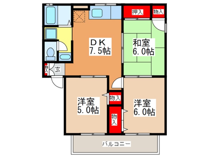 ディアコ－トＳ　Ａ棟の物件間取画像