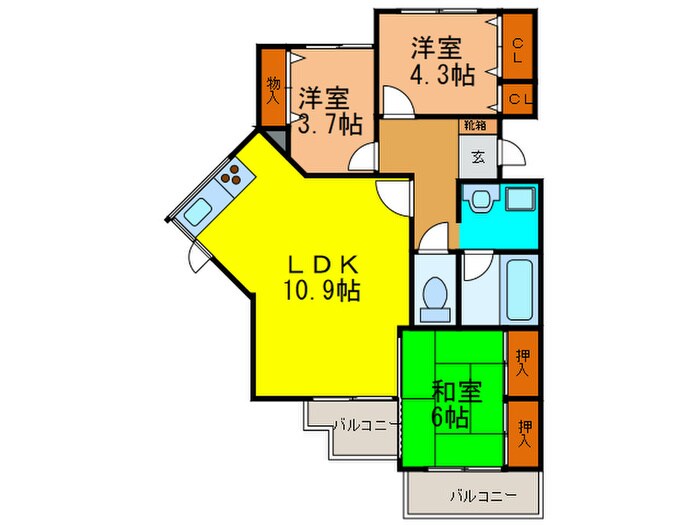 エスタ雲雀丘の物件間取画像