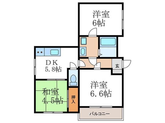 エレガンスコ－ト下鴨の物件間取画像