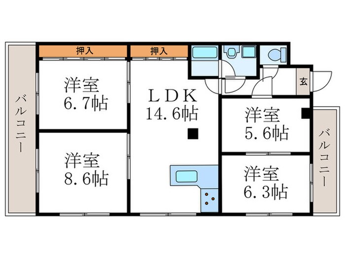 ルシェ－ル西院の物件間取画像