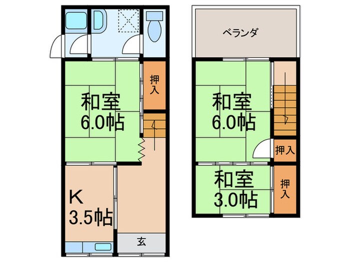 五ケ庄西浦貸家の物件間取画像