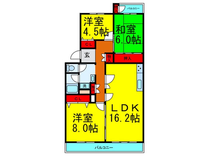 グリ－ンヒル光善寺15号棟(503)の物件間取画像