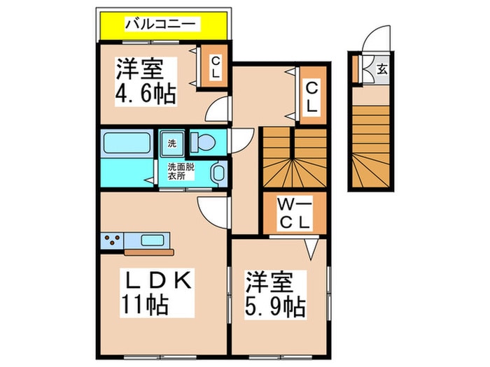 Woodlark桃山台A棟の物件間取画像