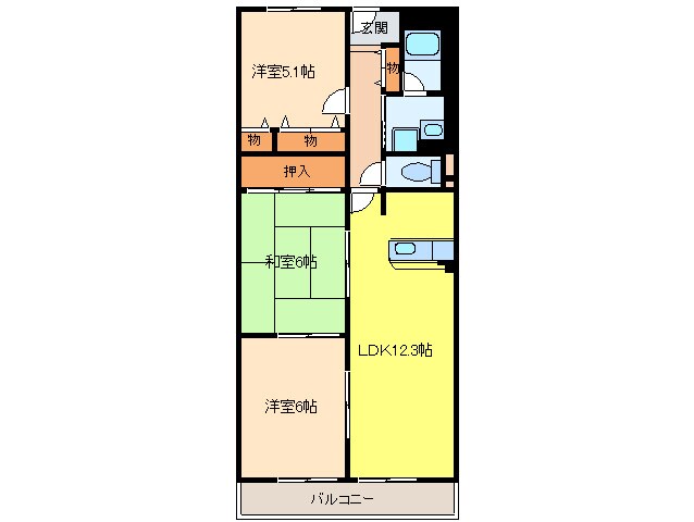 パ－ル久米田の物件間取画像