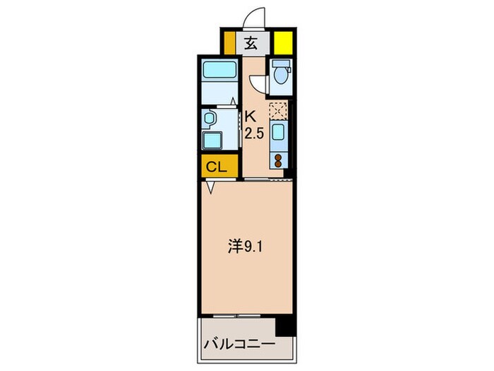 ＫＩﾌ-ﾄﾞｱﾙ･ﾃｨ･ﾌｪｽ･ﾋﾞｭ-の物件間取画像