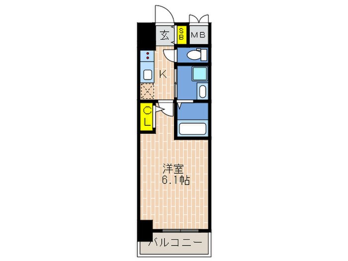 ｴｽﾘｰﾄﾞ神戸兵庫駅ﾏﾘｰﾅｽｸｴｱ(803)の物件間取画像