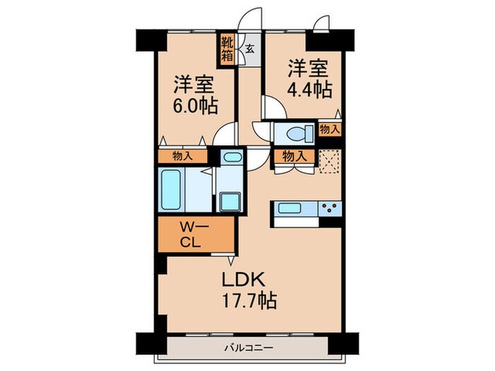 ﾗｲｵﾝｽﾞﾏﾝｼｮﾝ宇治大久保（402）の物件間取画像