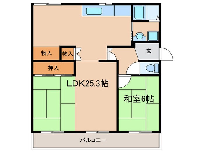 パビリオン平和A棟（402）の物件間取画像