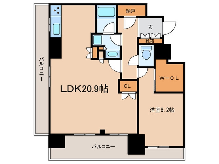 ﾌﾞﾘﾘｱﾀﾜｰ名古屋ｸﾞﾗﾝｽｲｰﾄ(1601)の物件間取画像