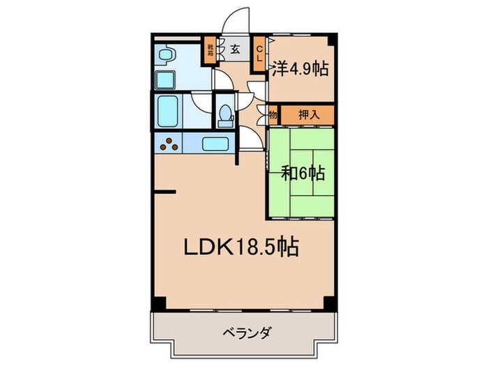 キャトルセゾン岩倉　502の物件間取画像