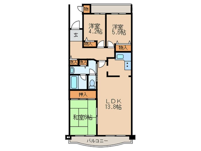 サンハイツたかくらB棟（603）の物件間取画像