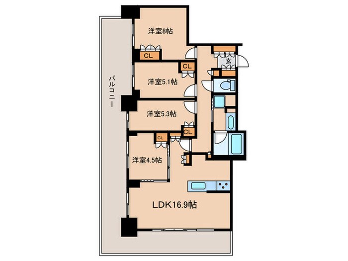 プラウドタワー名古屋栄(2101)の物件間取画像