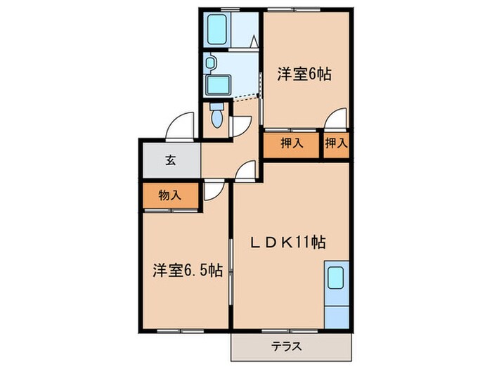 セゾンのぞみ　Ｂの物件間取画像