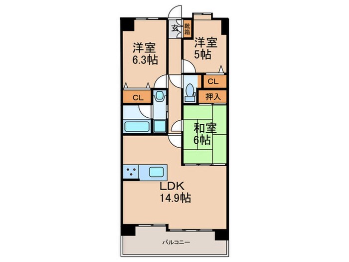 ﾗｲｵﾝｽﾞﾏﾝｼｮﾝ一社東(202)の物件間取画像
