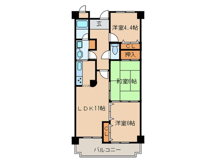 リバ－サイド２１の物件間取画像
