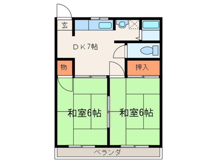 ユニオンハイツ八橋Ｃの物件間取画像