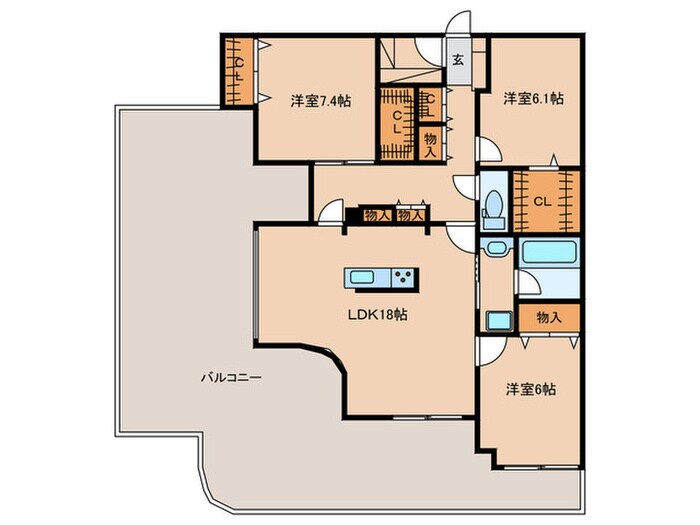 ﾗｲｵﾝｽﾞｶﾞｰﾃﾞﾝ三河安城第3（501）の物件間取画像