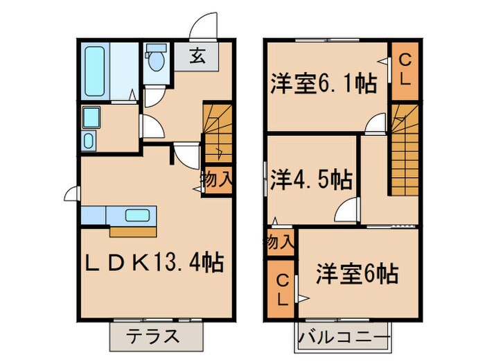 エスポワール月ケ丘の物件間取画像