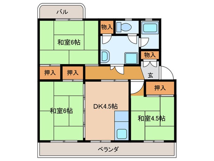 岩成台西団地513号棟(504)の物件間取画像