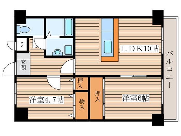 宝新瑞橋ハイツの物件間取画像