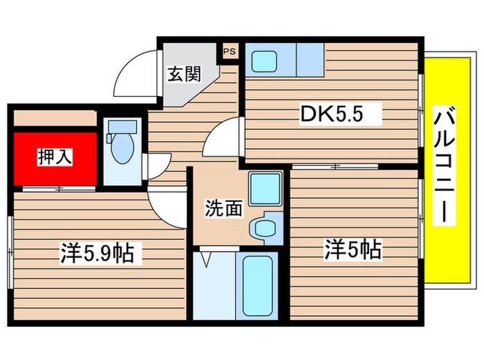 パークヒルズ中平Ａ棟の物件間取画像