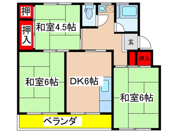 なるみｸﾞﾘｰﾝｺｰﾎﾟ２号棟（401）の物件間取画像