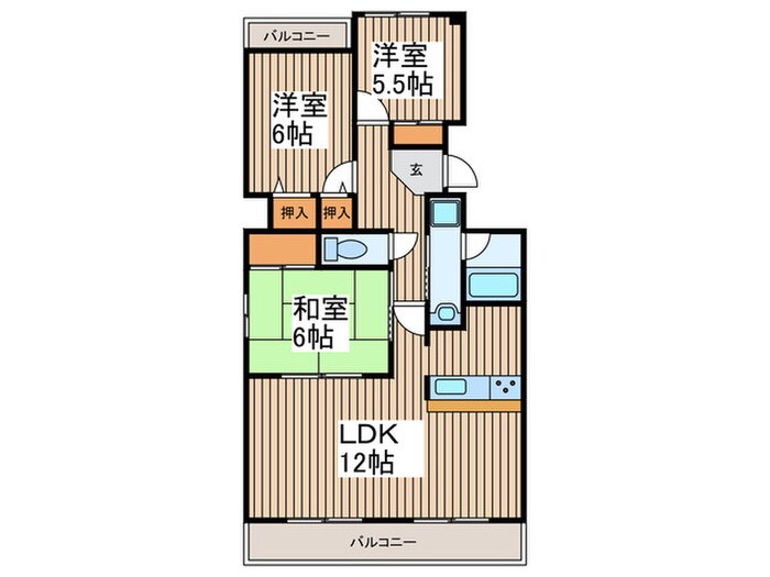 ユニ－ブル赤坪Ⅱ号館(102)の物件間取画像