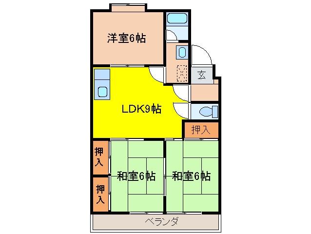 パ－クサイド三ツ井の物件間取画像