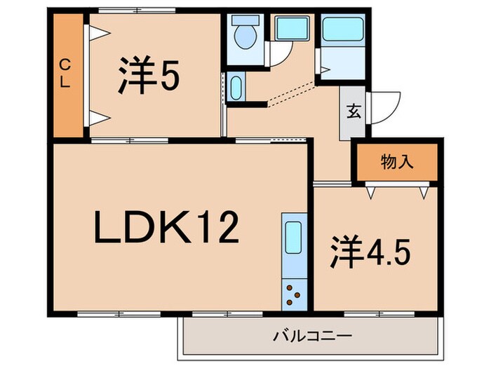 西一社団地15号棟(402)の物件間取画像