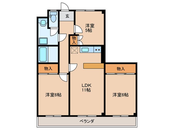 港西マンションⅡの物件間取画像