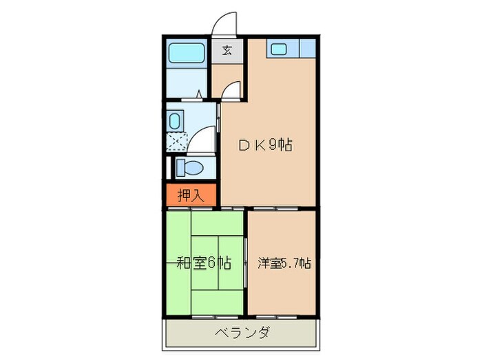 メゾン城土Ａ棟の物件間取画像