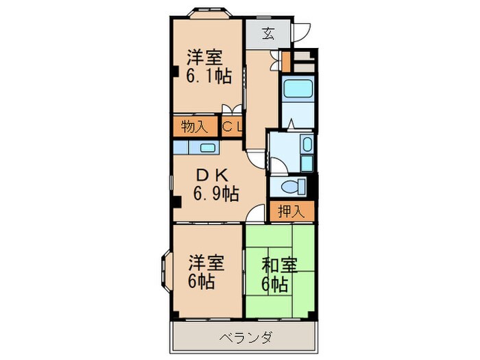 サンフラワーハイツA棟の物件間取画像