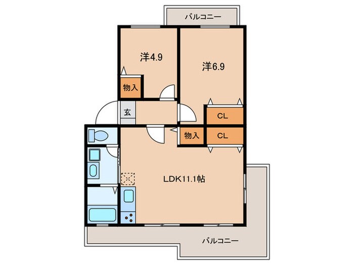 リヴェースふたせの物件間取画像