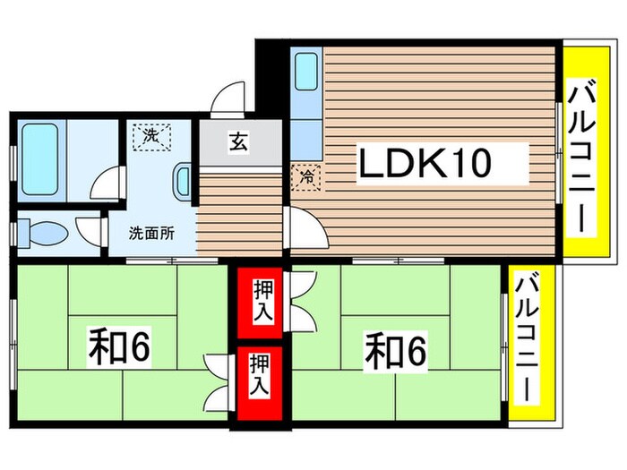 五軒家ハイツ  Ａ棟の物件間取画像