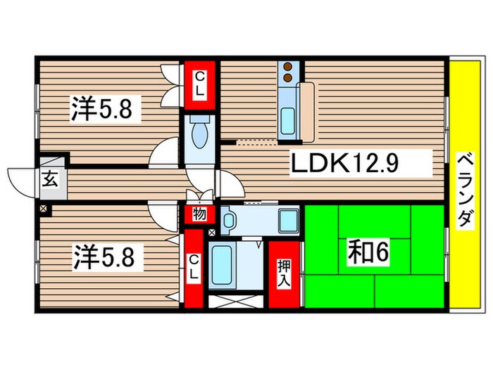 サニーヒル神ノ倉Ⅱの物件間取画像