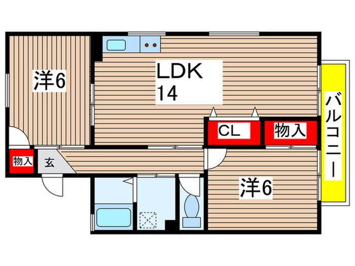 クレセント篠の風B棟の物件間取画像