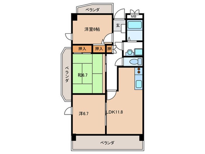 バンブ－竹谷の物件間取画像